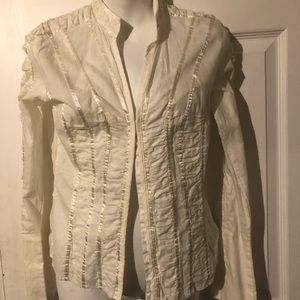 MEXX NWT vintage ivory pleated shirt sz 6